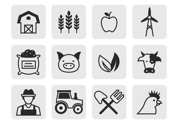 Vetor de ícones agrícolas grátis