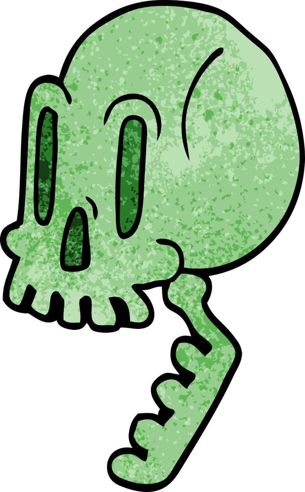 caveira verde de desenho animado vetor