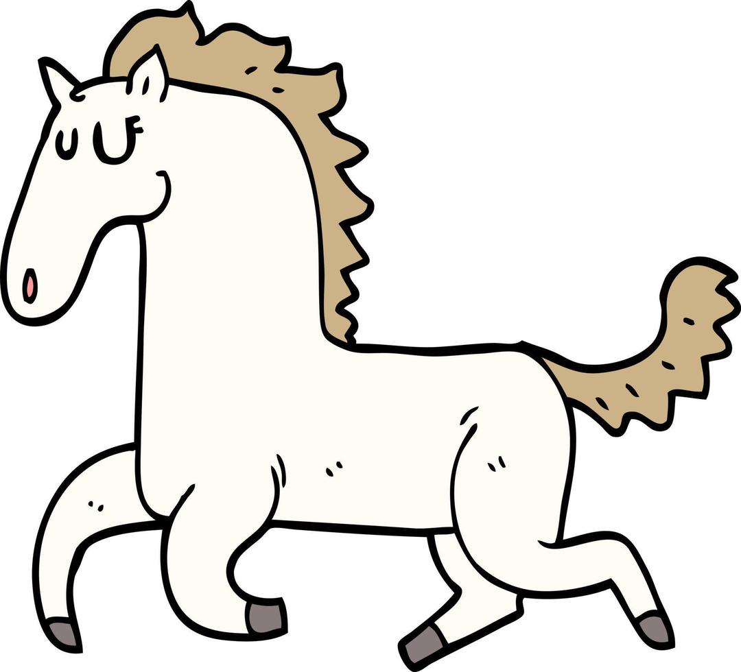 doodle de desenho animado cavalo correndo vetor