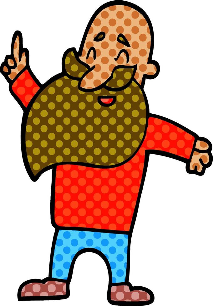 homem de doodle dos desenhos animados com barba vetor