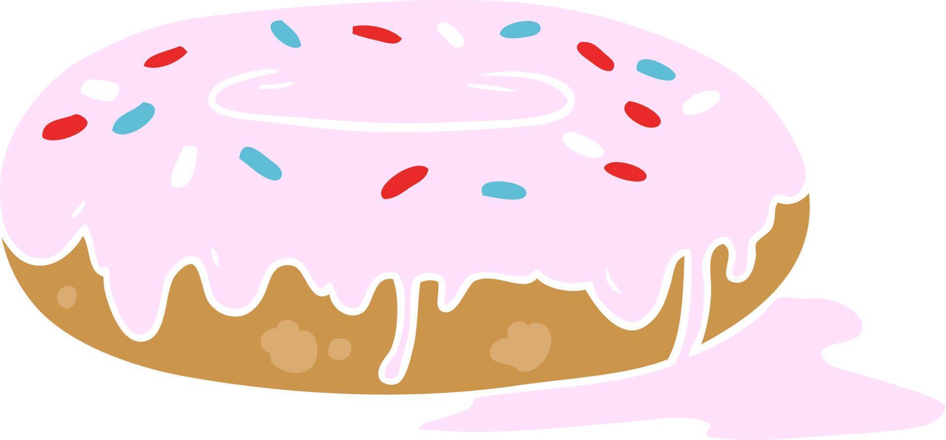 rosquinha de desenho animado de estilo de cor plana vetor