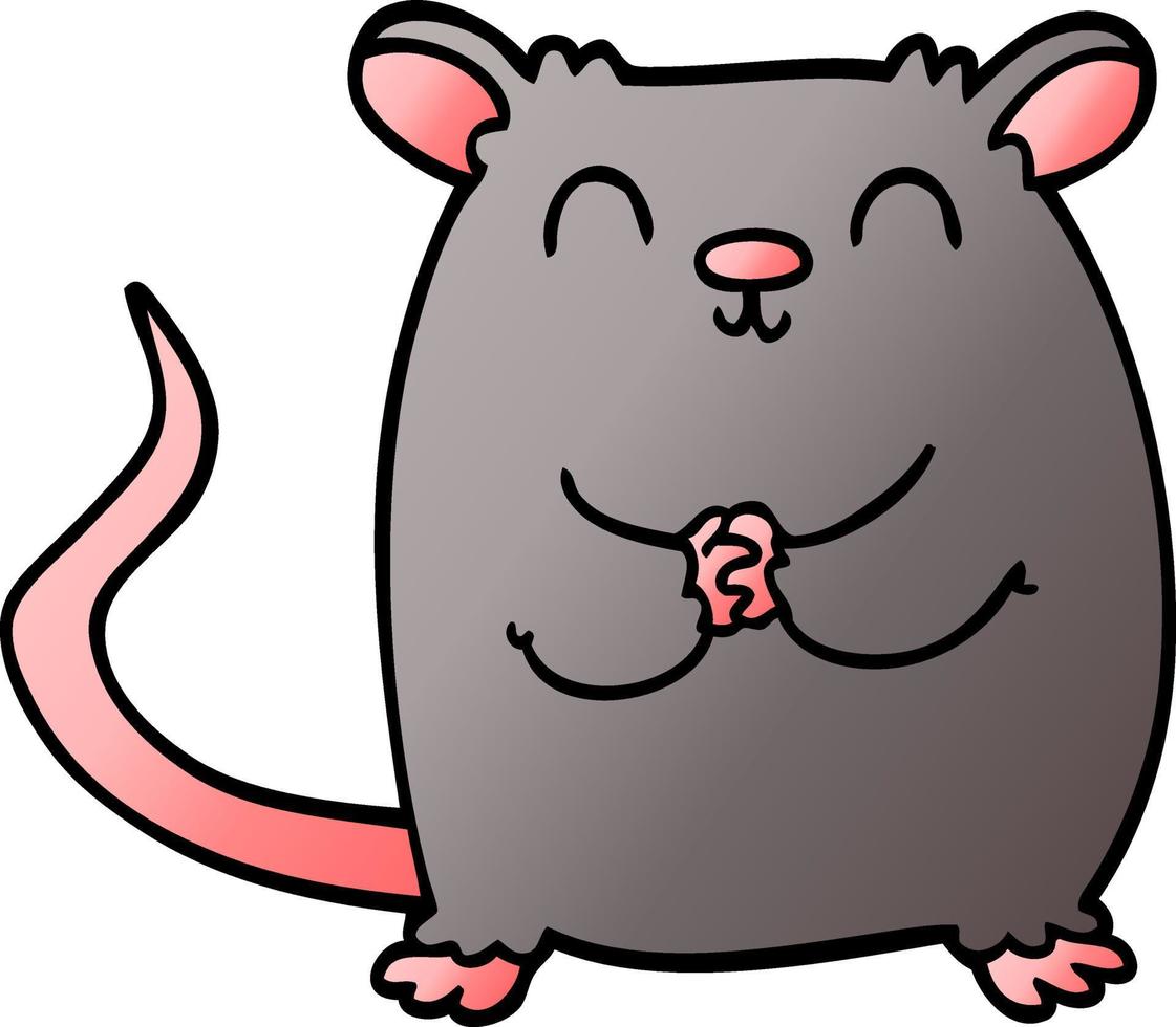 rato feliz doodle dos desenhos animados vetor