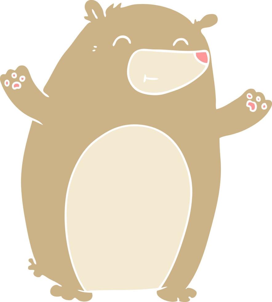 urso de desenho animado de estilo de cor plana feliz vetor