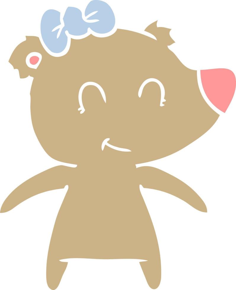 desenho de estilo de cor plana de urso feminino vetor