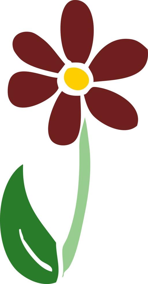 doodle de desenho animado flor única vetor
