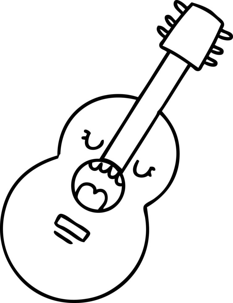 linha doodle de um violão cantando vetor