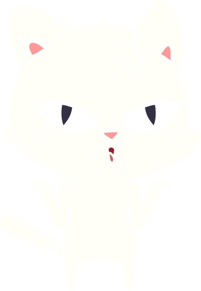 gato de desenho animado de estilo de cor plana vetor