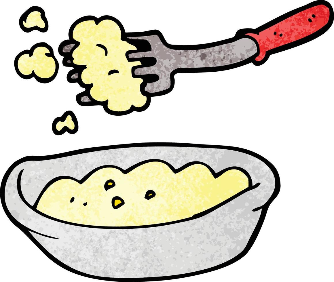 tigela de doodle de desenho animado de comida vetor
