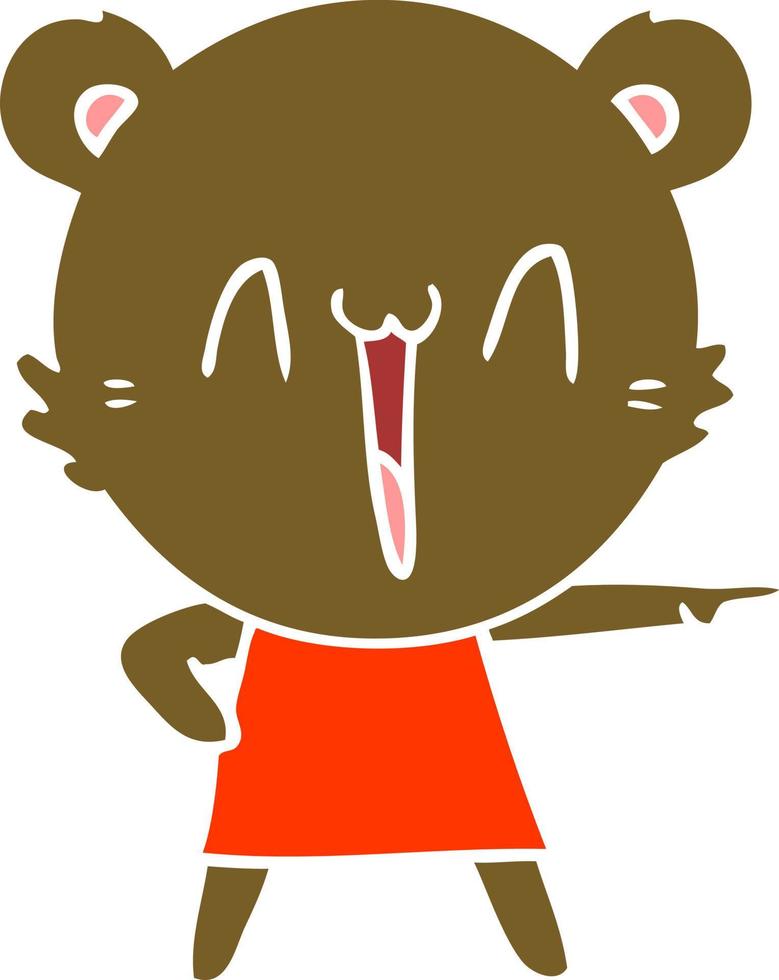 desenho animado de estilo de cor plana de urso feliz vetor