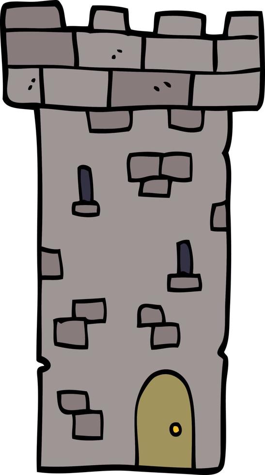 torre de castelo de doodle de desenho animado vetor