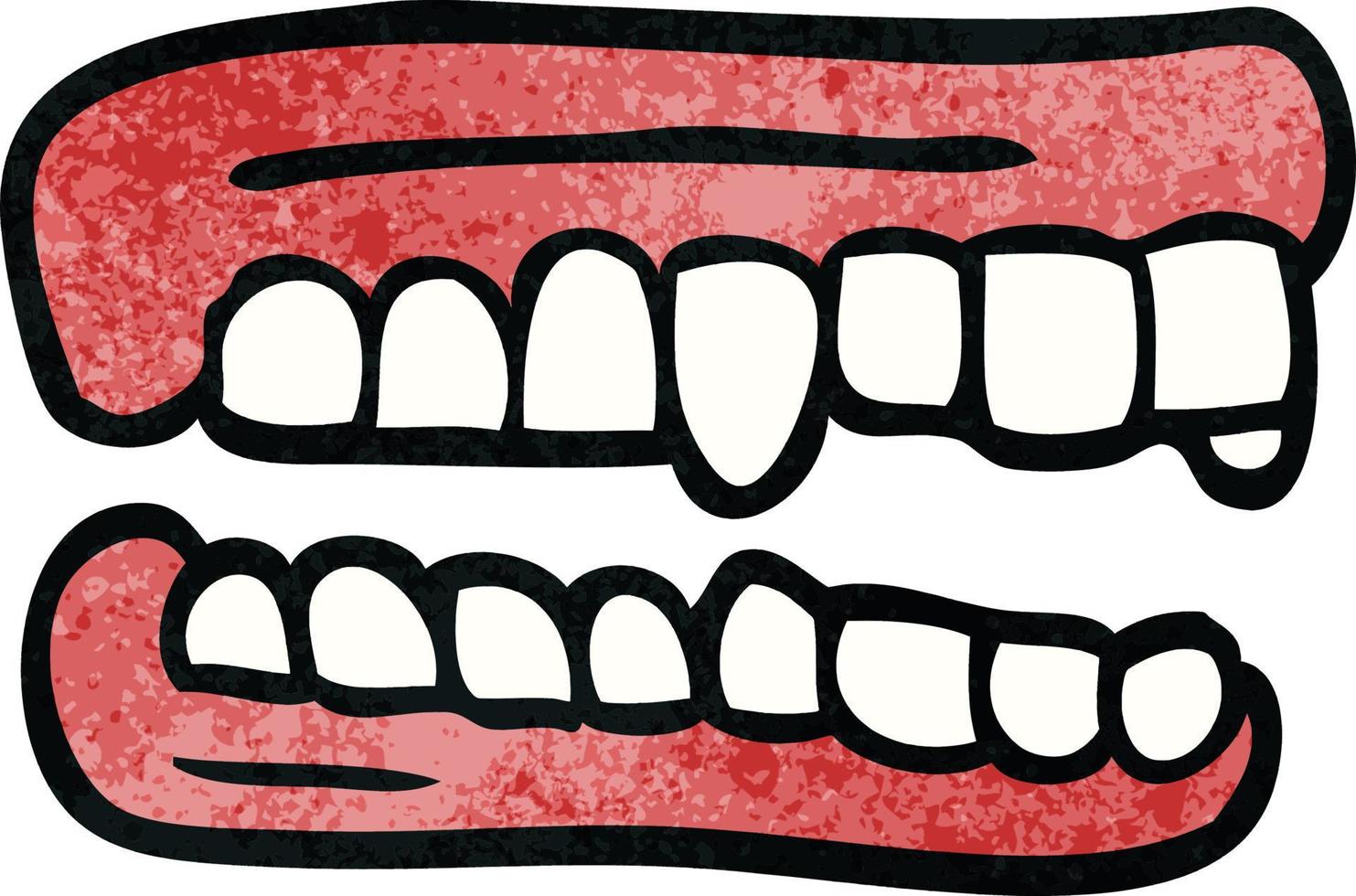 desenhos animados doodle dentes falsos vetor