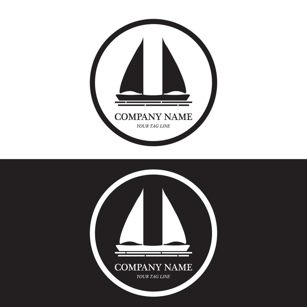 logotipo de barco à vela e vetor de símbolo