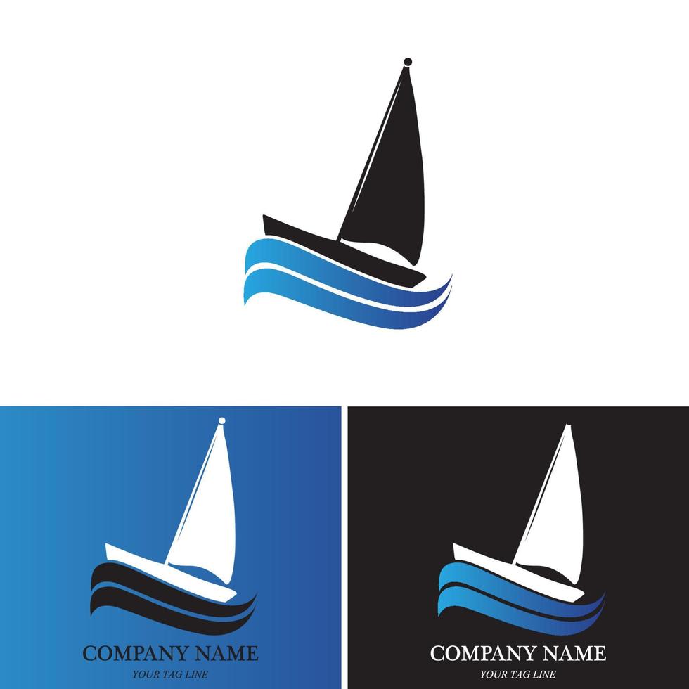 logotipo de barco à vela e vetor de símbolo