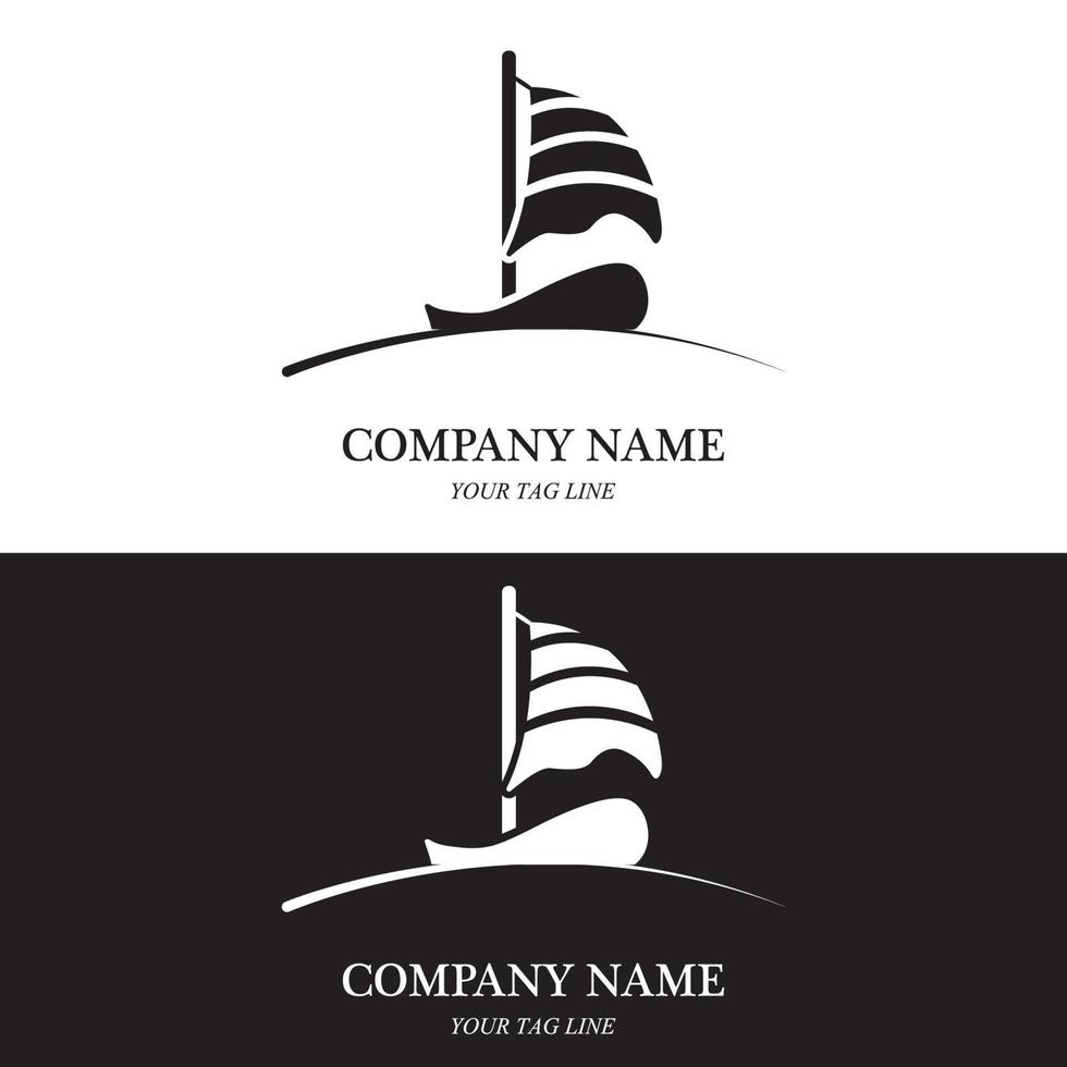 logotipo de barco à vela e vetor de símbolo