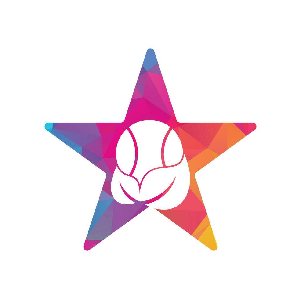 design de logotipo de vetor de conceito de forma de estrela de folha de tênis. jogo e eco símbolo ou ícone.