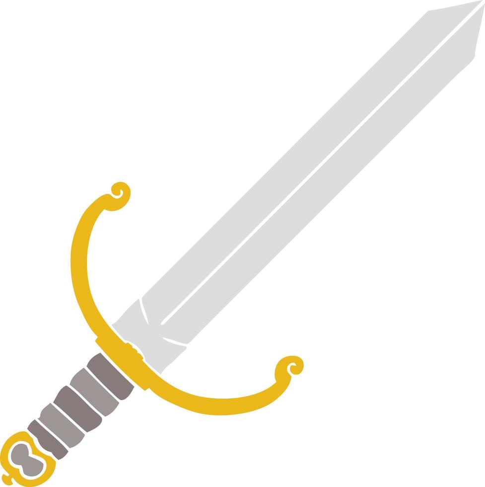 espada de desenho animado de estilo de cor plana vetor