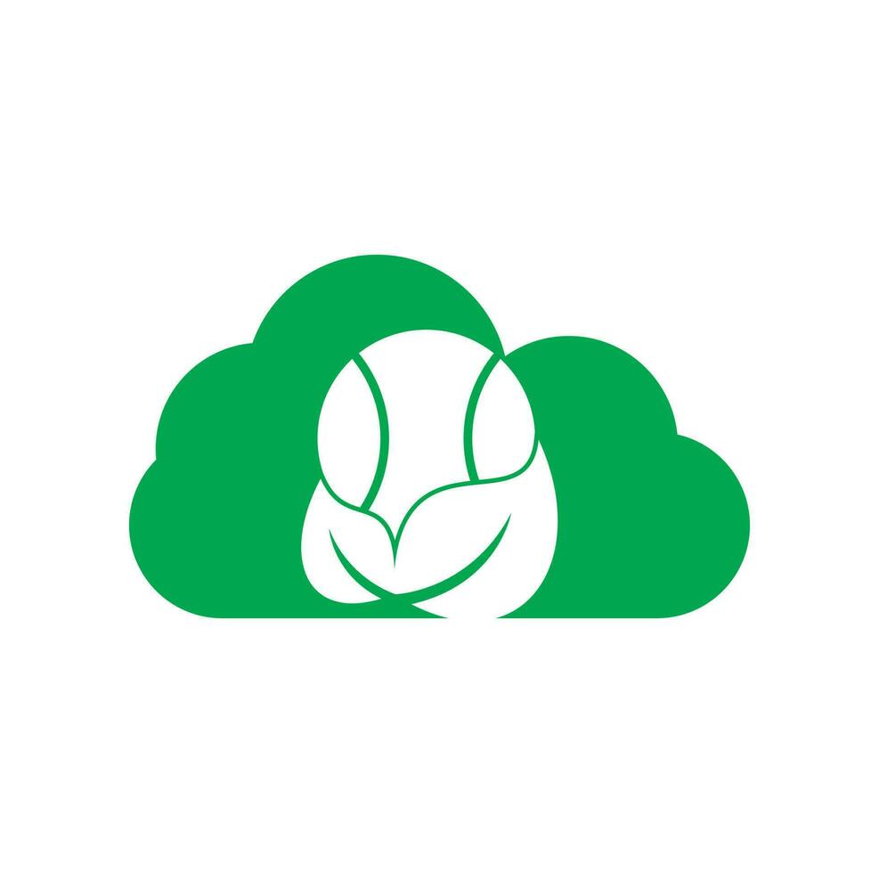 design de logotipo de vetor de conceito de forma de nuvem de folha de tênis. jogo e eco símbolo ou ícone.