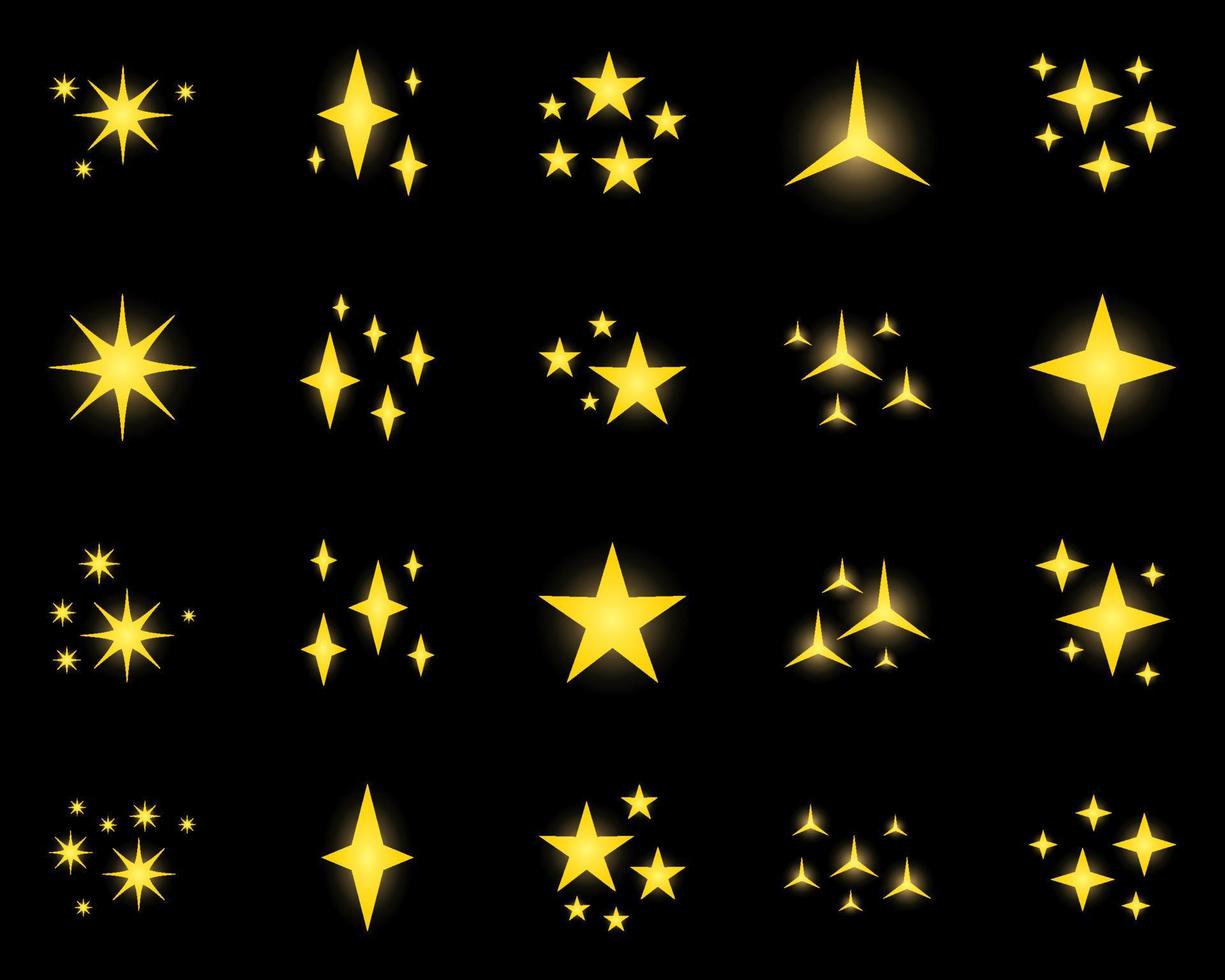 conjunto de brilhos de estrelas, design plano vetor