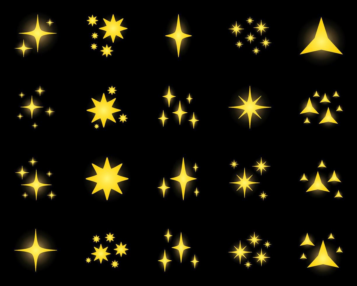 conjunto de brilhos de estrelas, design plano vetor