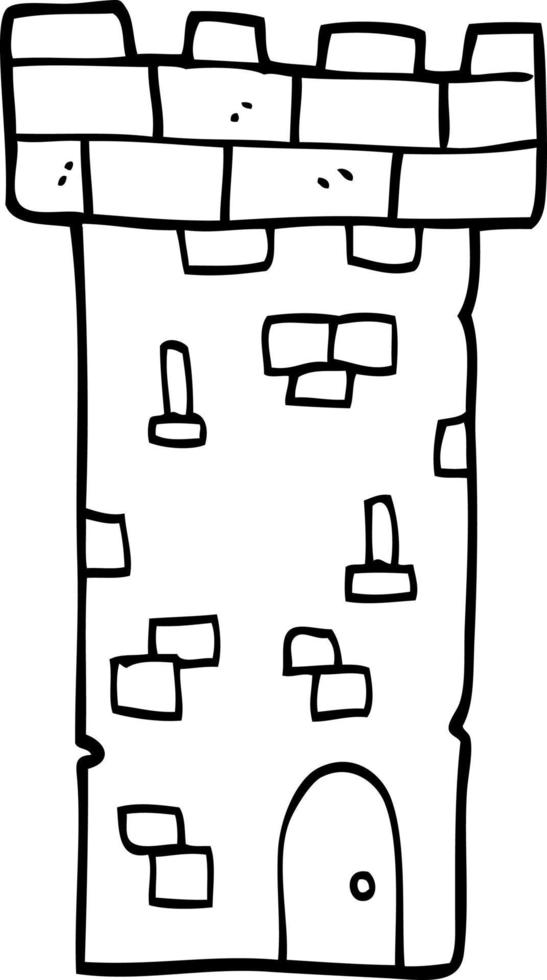 desenho de linha torre do castelo dos desenhos animados vetor