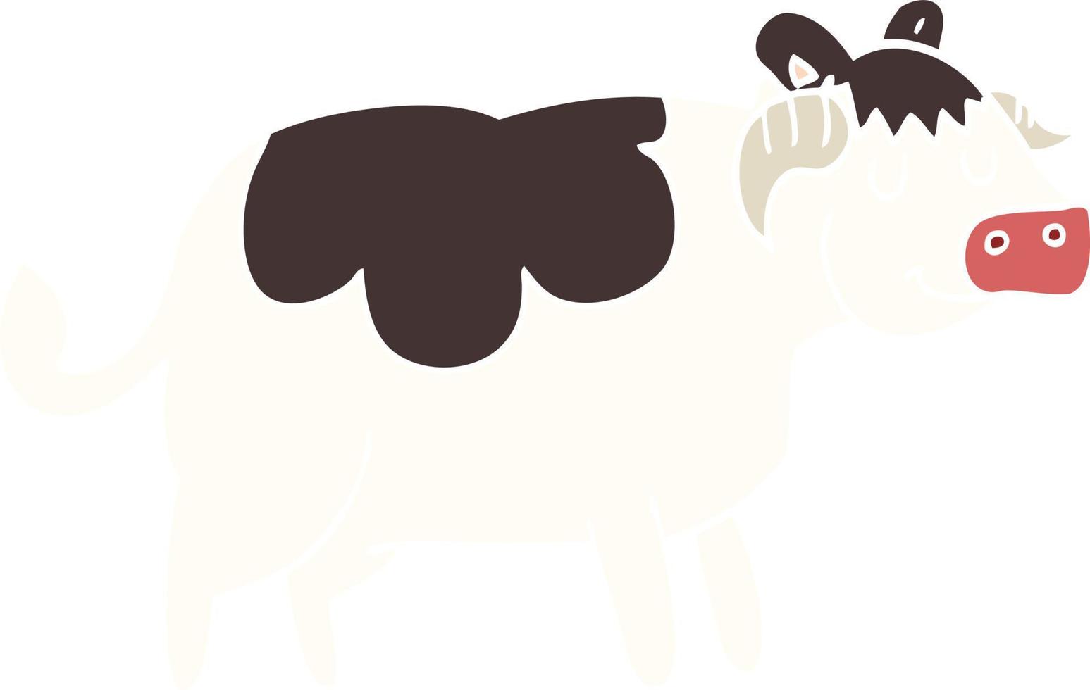 vaca de desenho animado de estilo de cor plana vetor