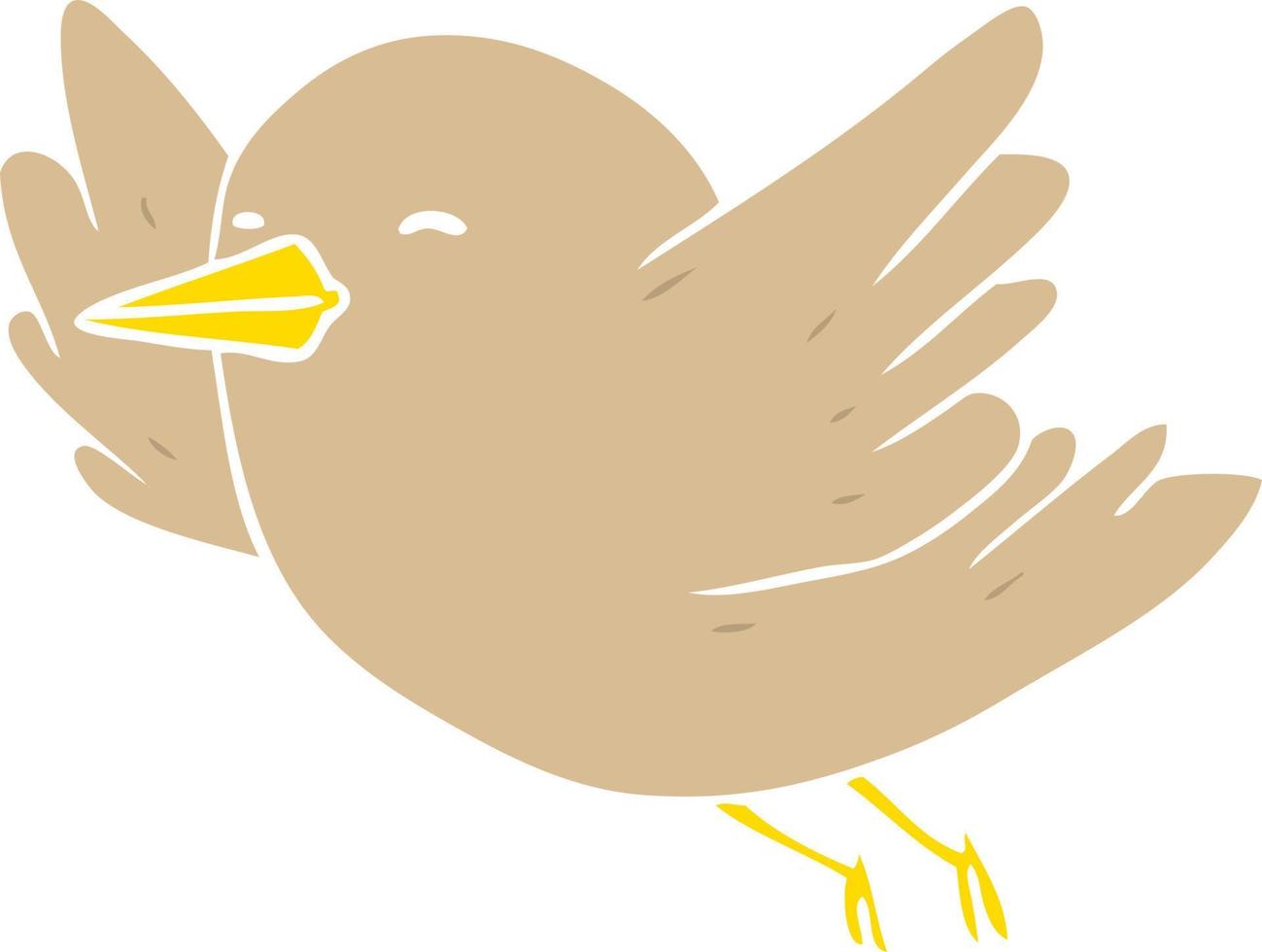 pássaro de desenho animado de estilo de cor plana voando vetor