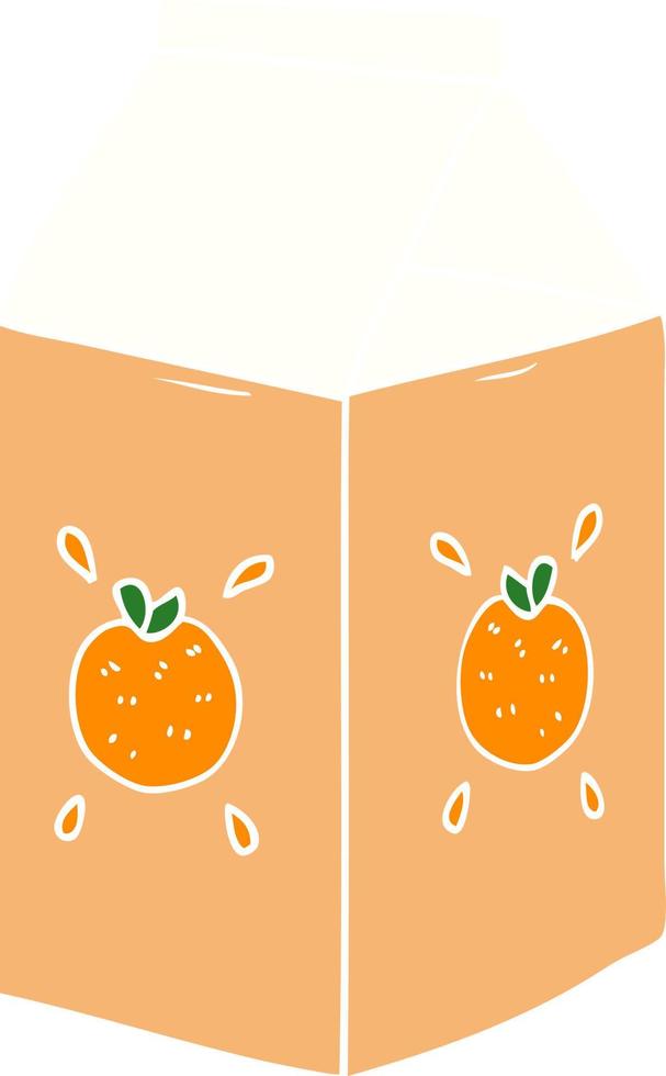 caixa de suco de laranja de desenho animado estilo de cor plana vetor