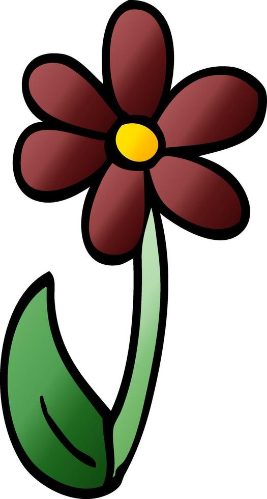 doodle de desenho animado flor única vetor