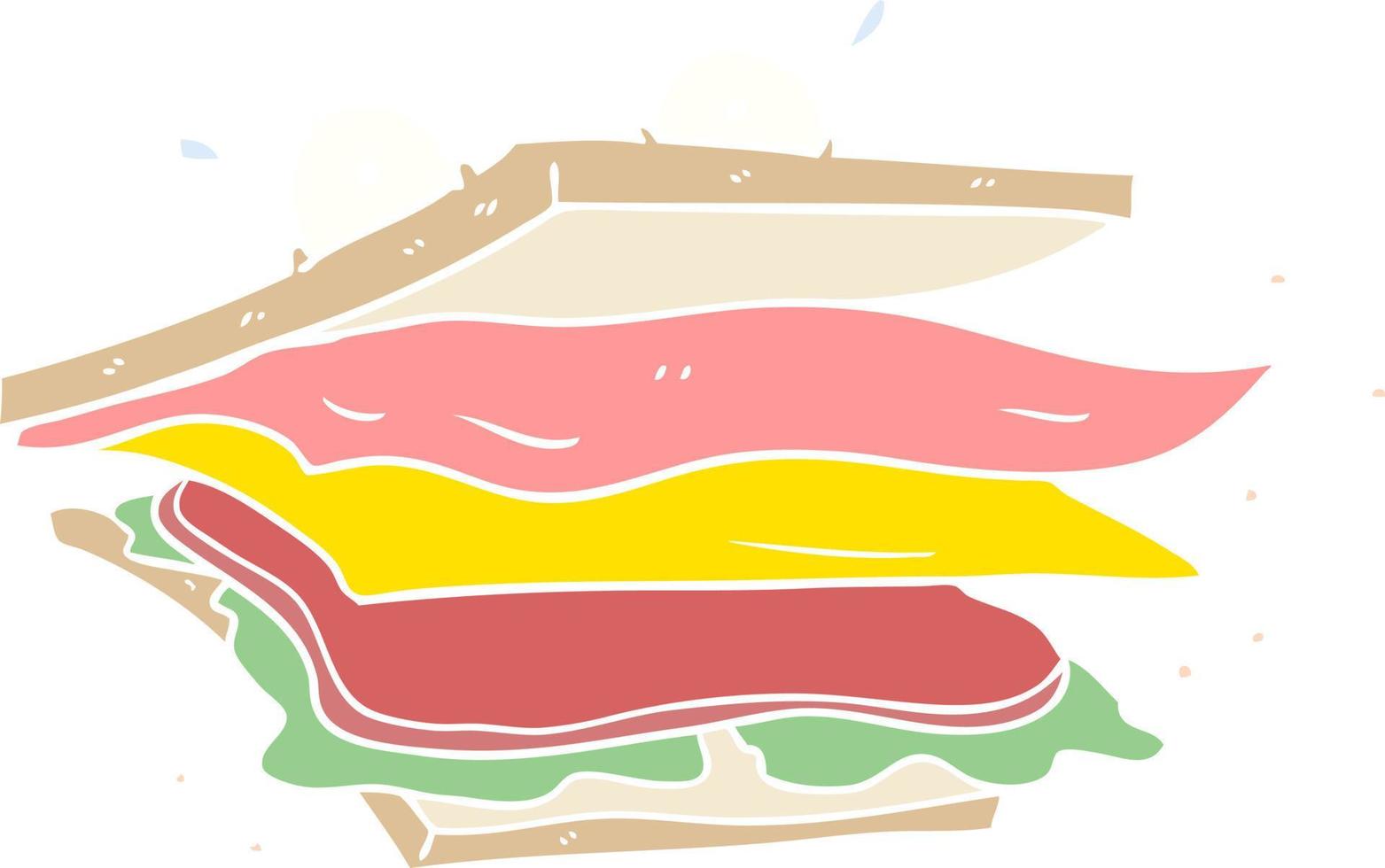 personagem de desenho animado de estilo de cor plana de sanduíche vetor