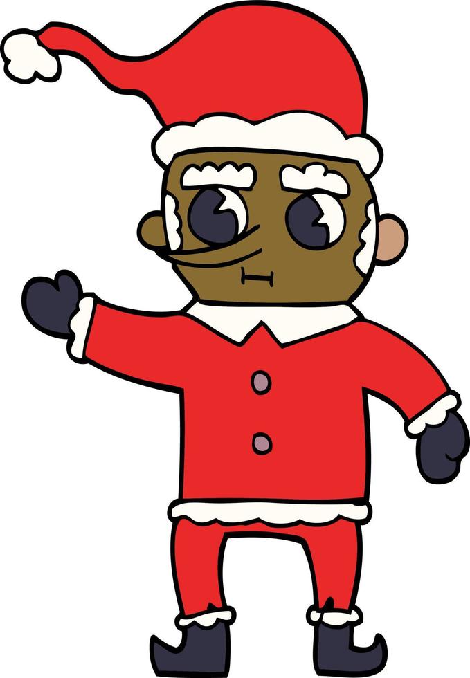 duende de natal de doodle de desenho animado vetor