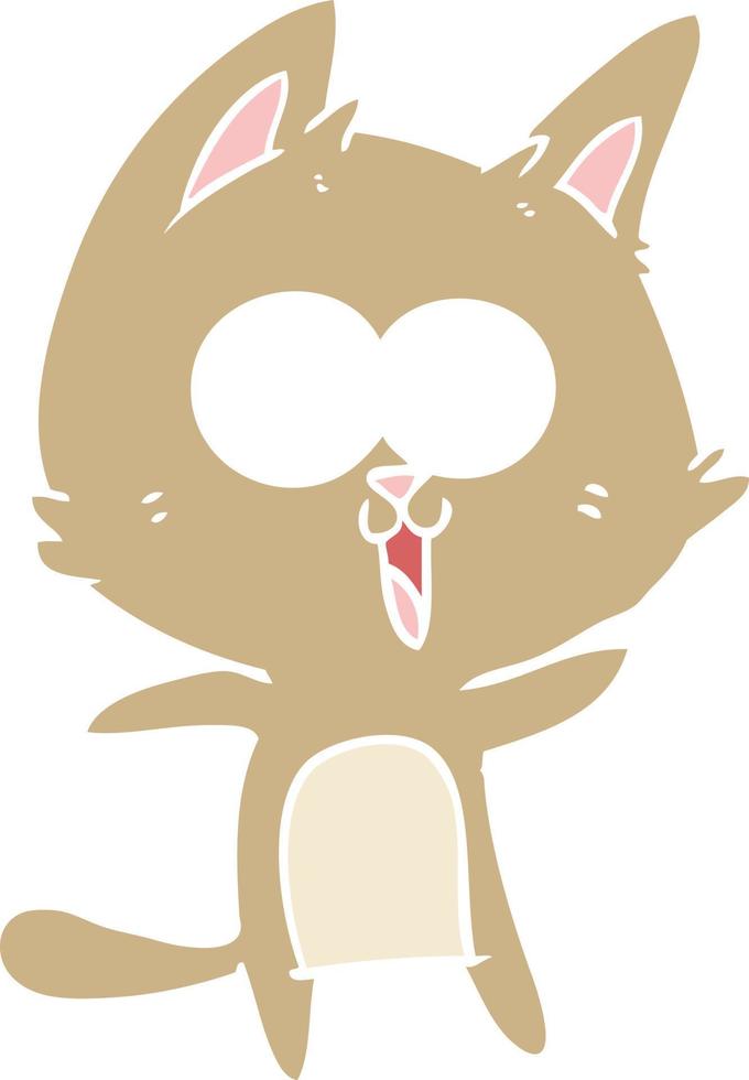 gato de desenho animado de estilo de cor plana engraçado vetor
