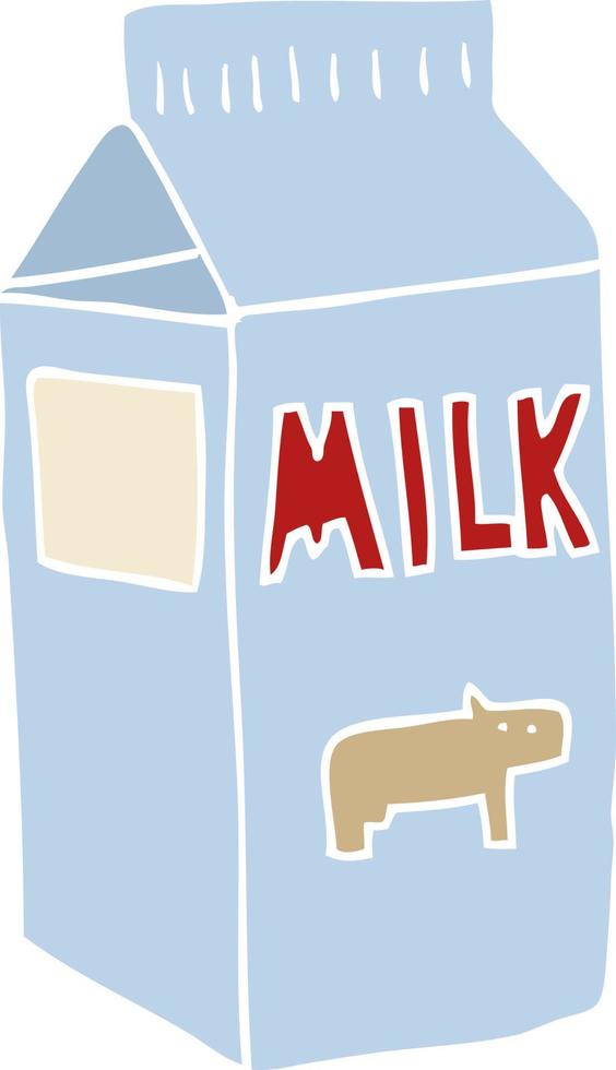 caixa de leite de desenho animado estilo de cor plana vetor