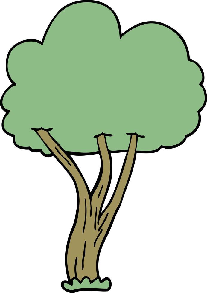 doodle de desenho animado árvore florescendo vetor