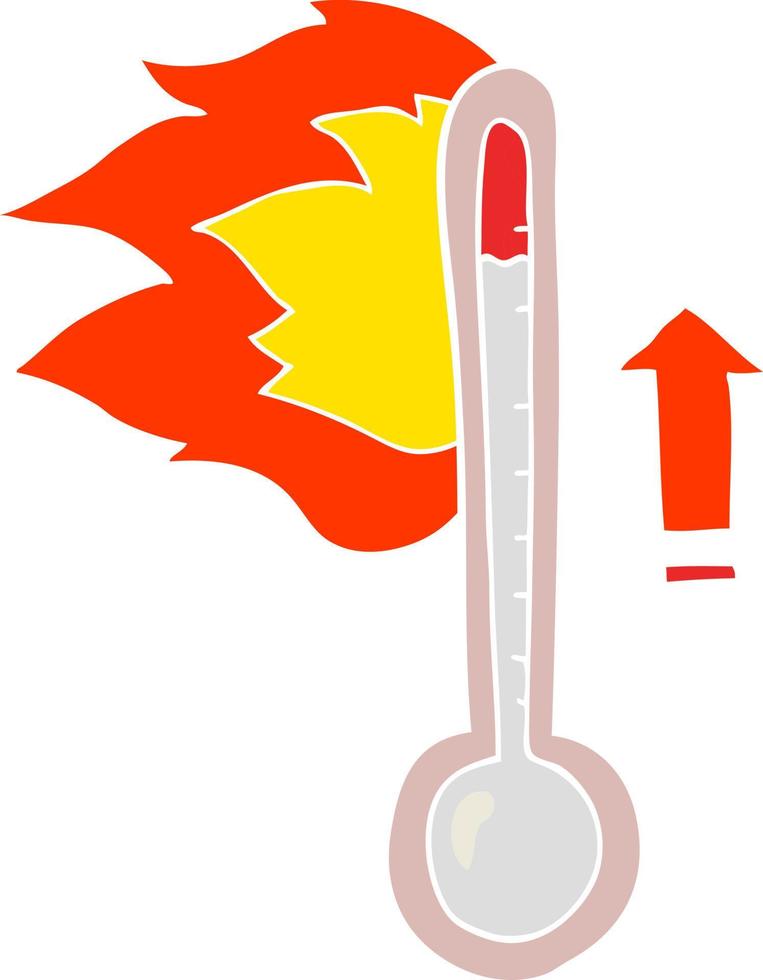 ilustração de cor plana de uma temperatura crescente de desenho animado vetor