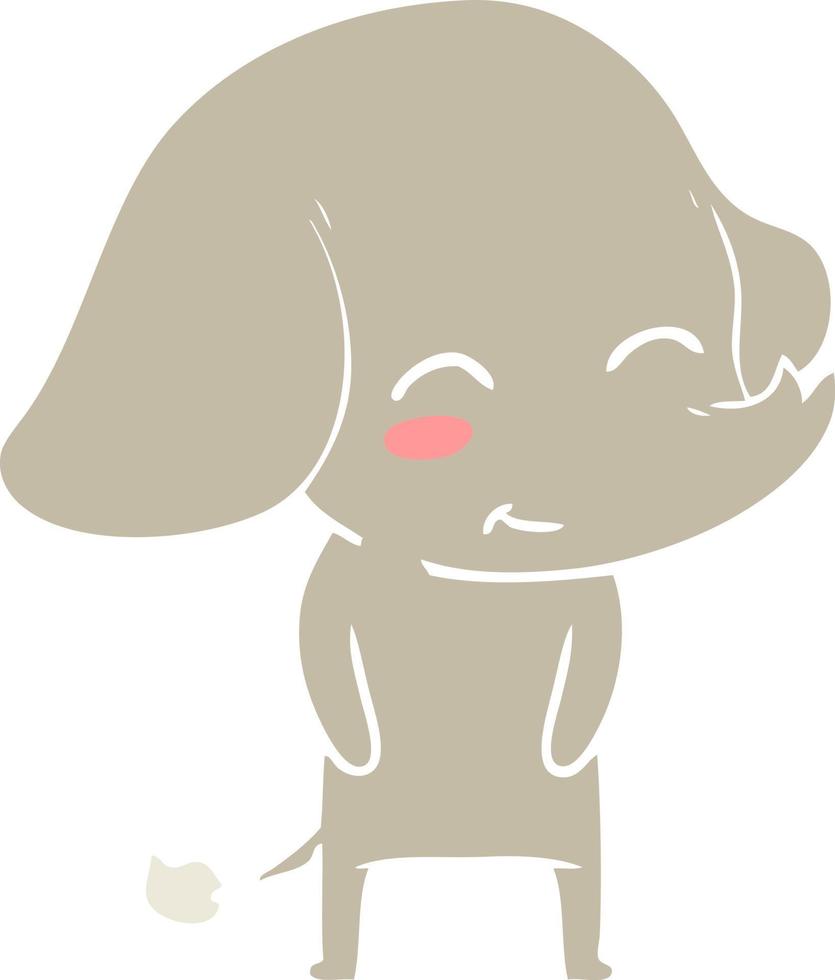 elefante de desenho animado de estilo de cor plana bonito vetor