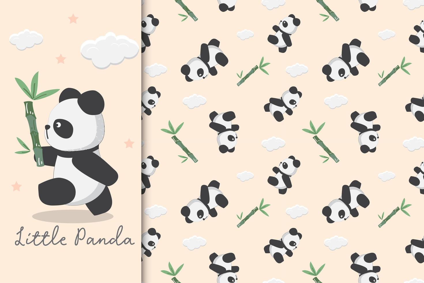 pequeno panda e bambu vetor