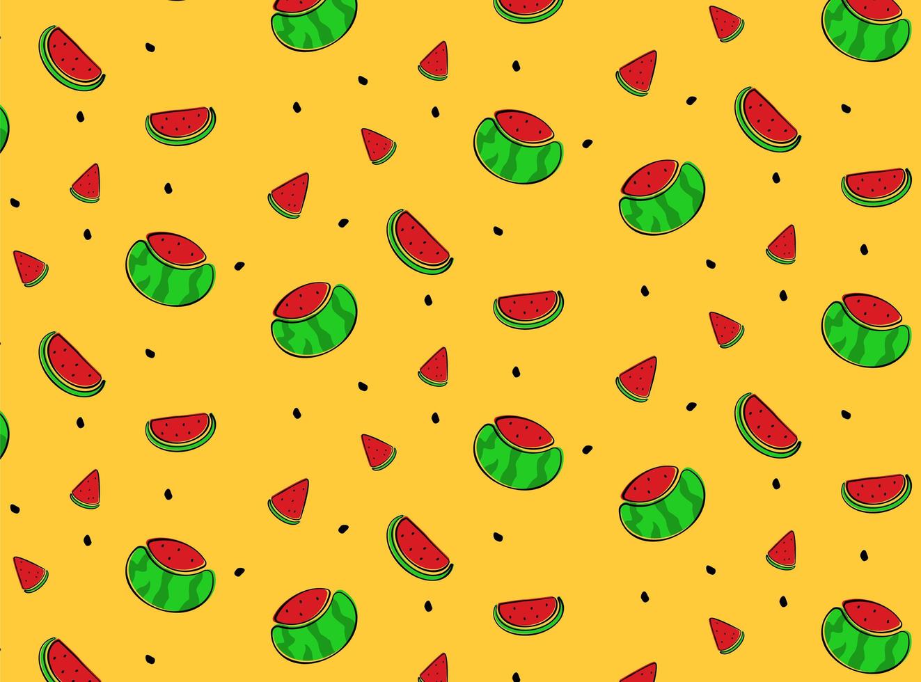 padrão desenhado de mão de melancia vetor