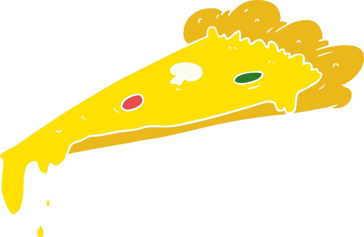 fatia de desenho animado de estilo de cor plana de pizza vetor
