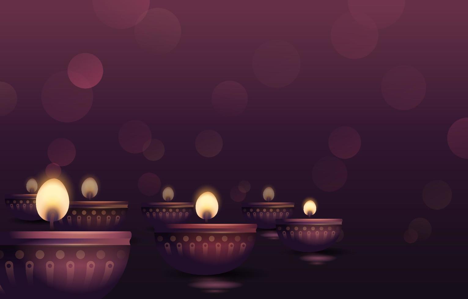 fundo de diwali com luz de velas vetor