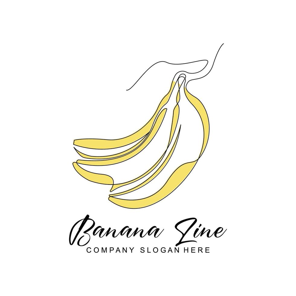 design de logotipo de banana, vetor de frutas com estilo de arte de linha, ilustração de walpaper de marca de produto