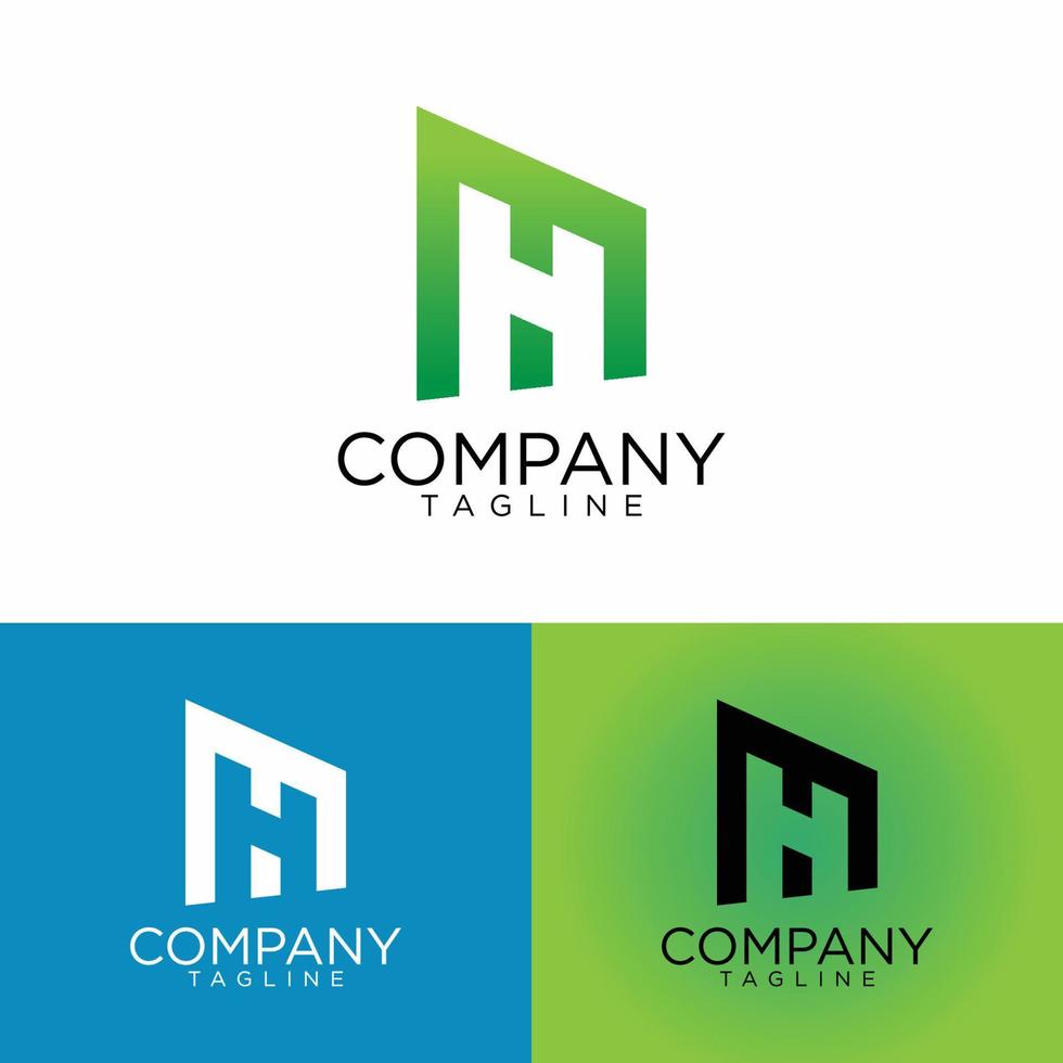 design de logotipo mh e modelos vetoriais premium vetor