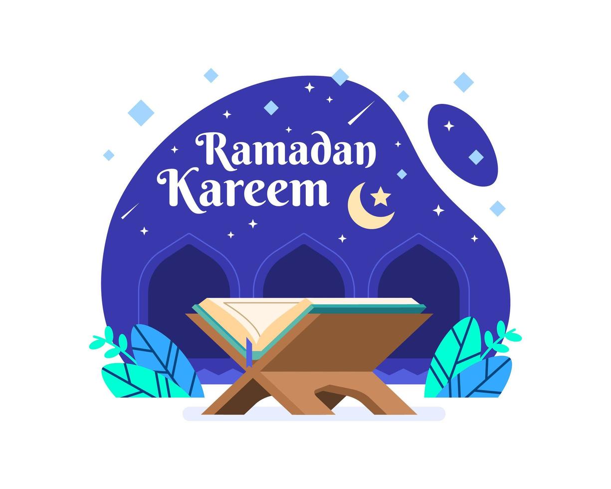 fundo de ramadan kareem com corão vetor