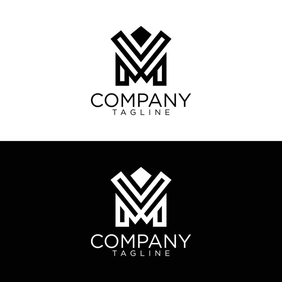 design de logotipo mv e modelos vetoriais premium vetor