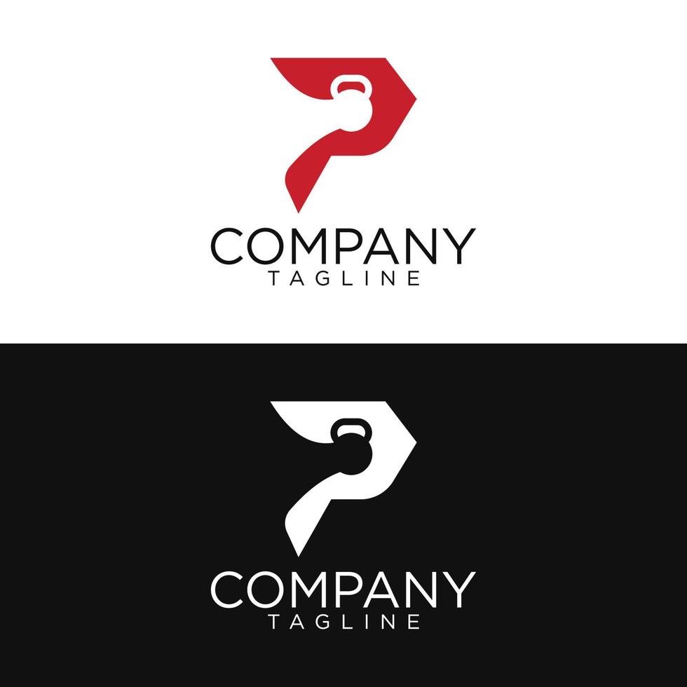 p design de logotipo de fitness e modelos vetoriais premium vetor