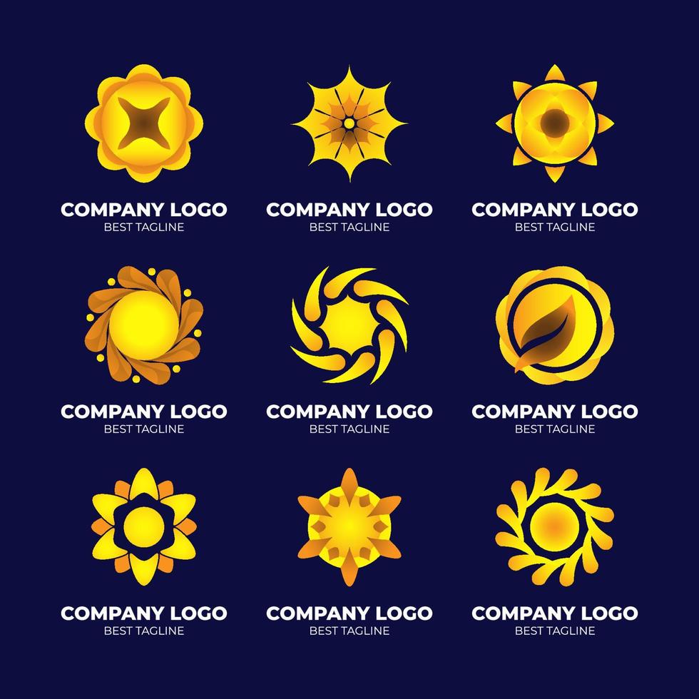 conjunto de logotipo de sol gradiente vetor