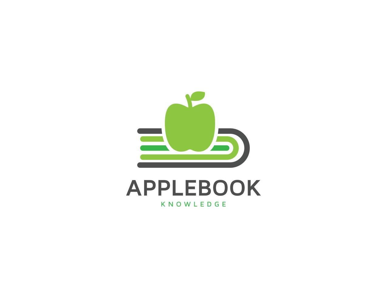 fruta de maçã com ilustração de design de logotipo de livro vetor