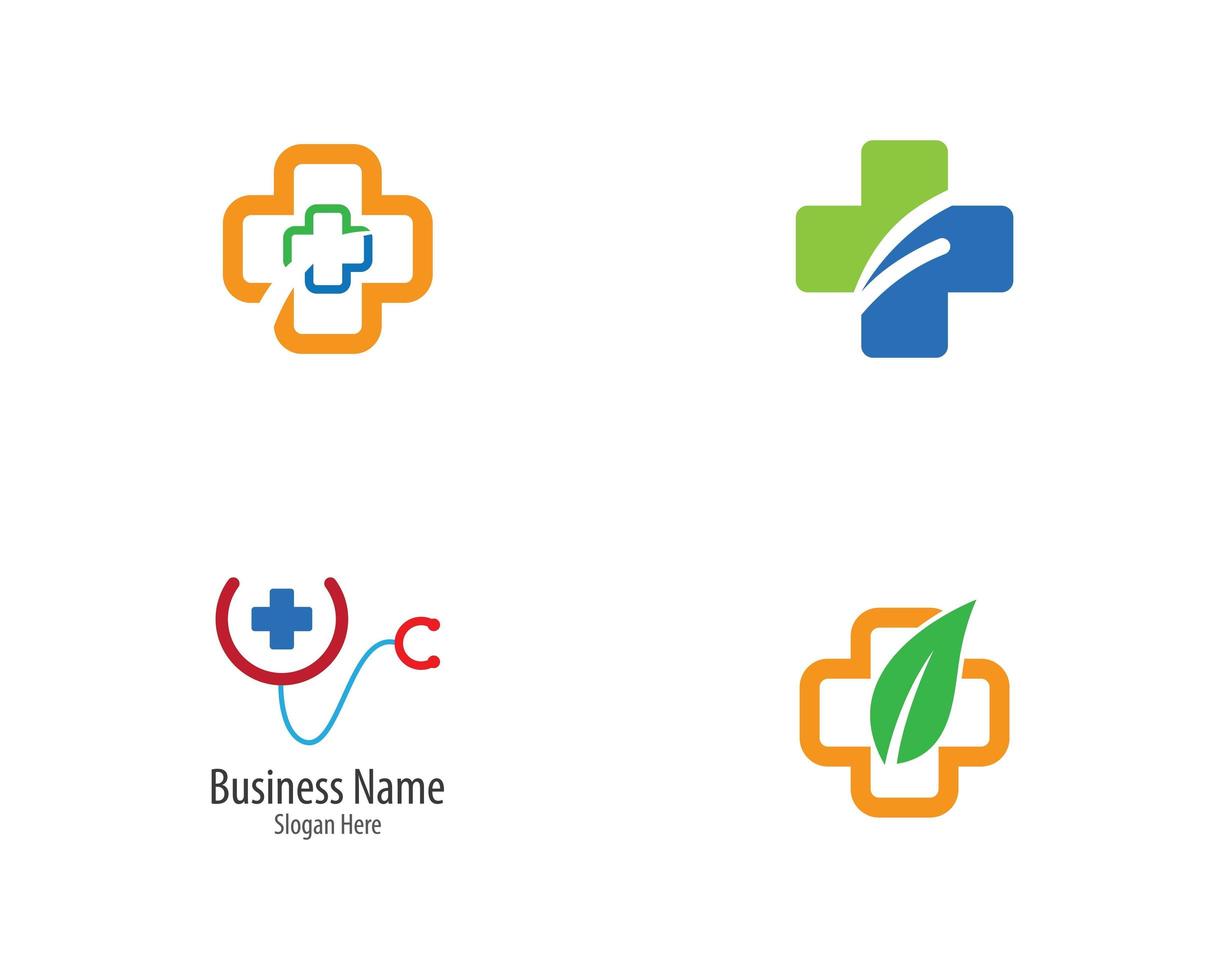 conjunto de design de logotipo simples médico vetor