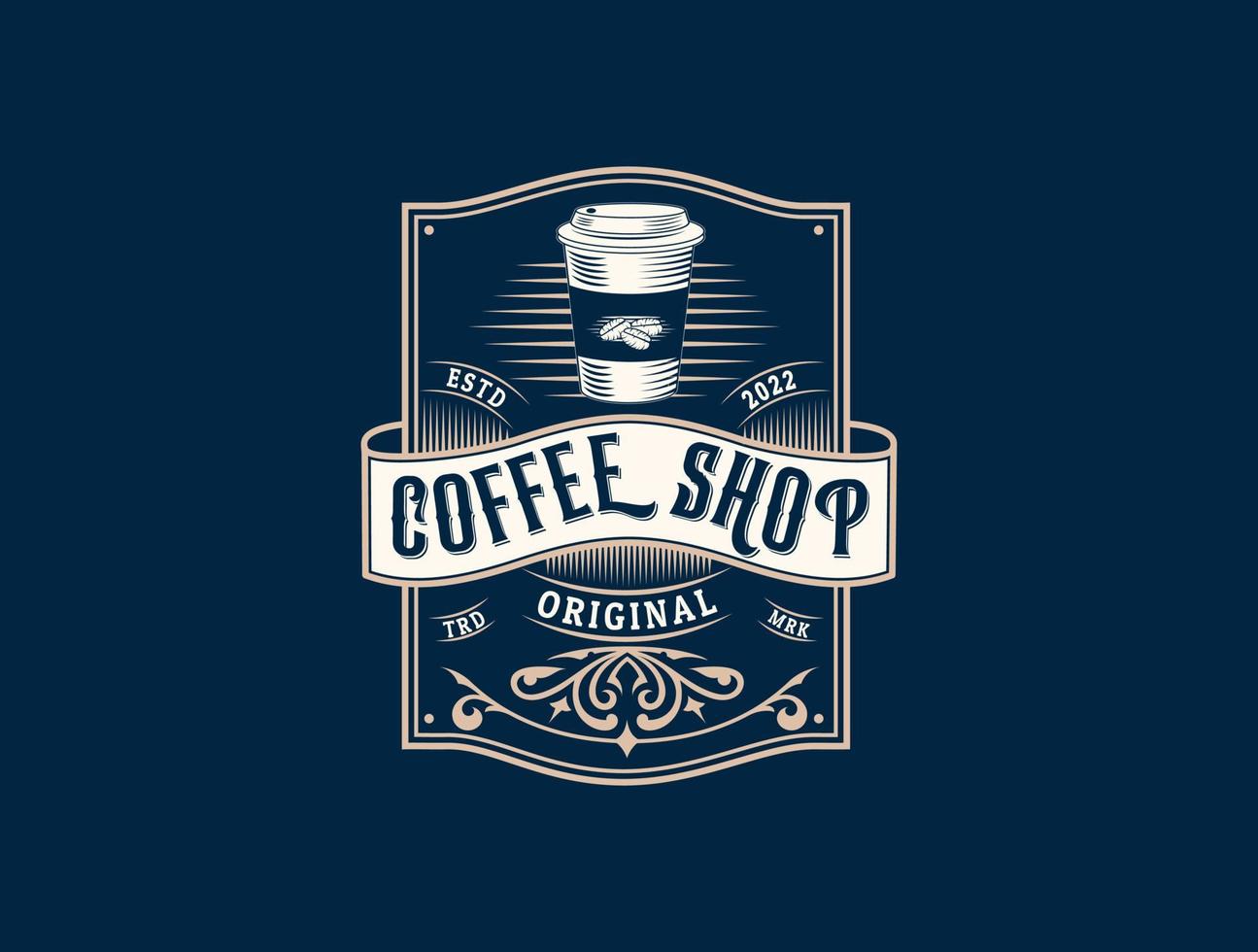 café retrô logotipo estilo vintage vetor
