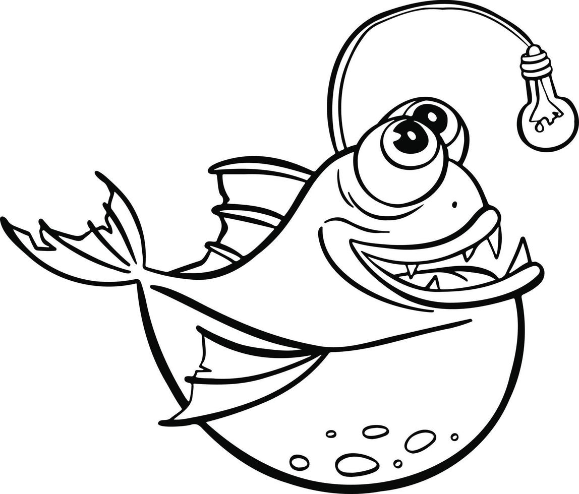 peixe de arma de choque de linha, símbolo de stargazer marinho desenhado à mão vetor