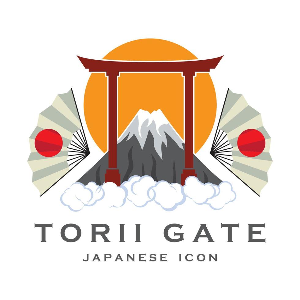 vetor de portão torii japonês e ilustração com modelo de slogan